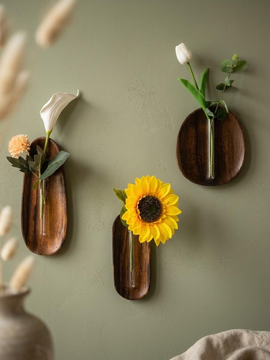 Wall-mounted glass tube vases