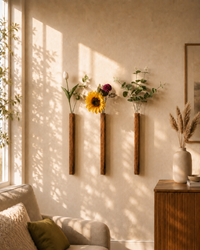 Set of 3 wooden wall vase