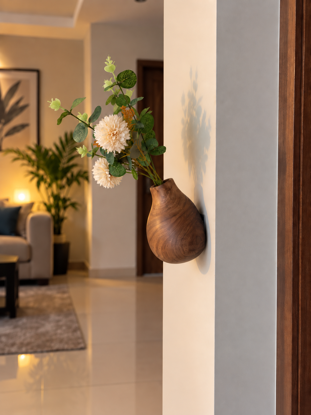 Tilted Wooden Wall Vase