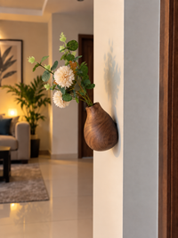 Tilted Wooden Wall Vase