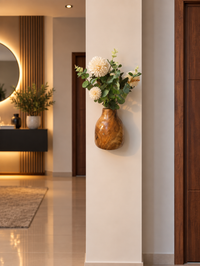 Tilted Wooden Wall Vase