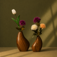 Pearl Form Wooden Vase Set