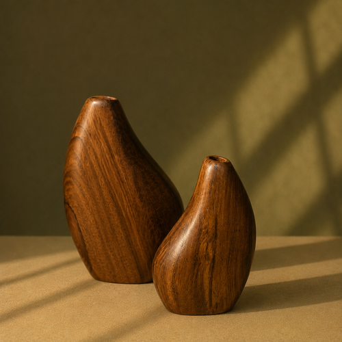 Pearl Form Wooden Vase Set